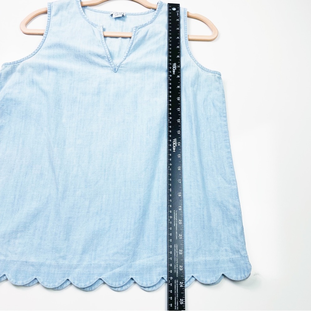 J. Crew Factory Light Blue Sleeveless Scallop Hem Top - Picture 6 of 11